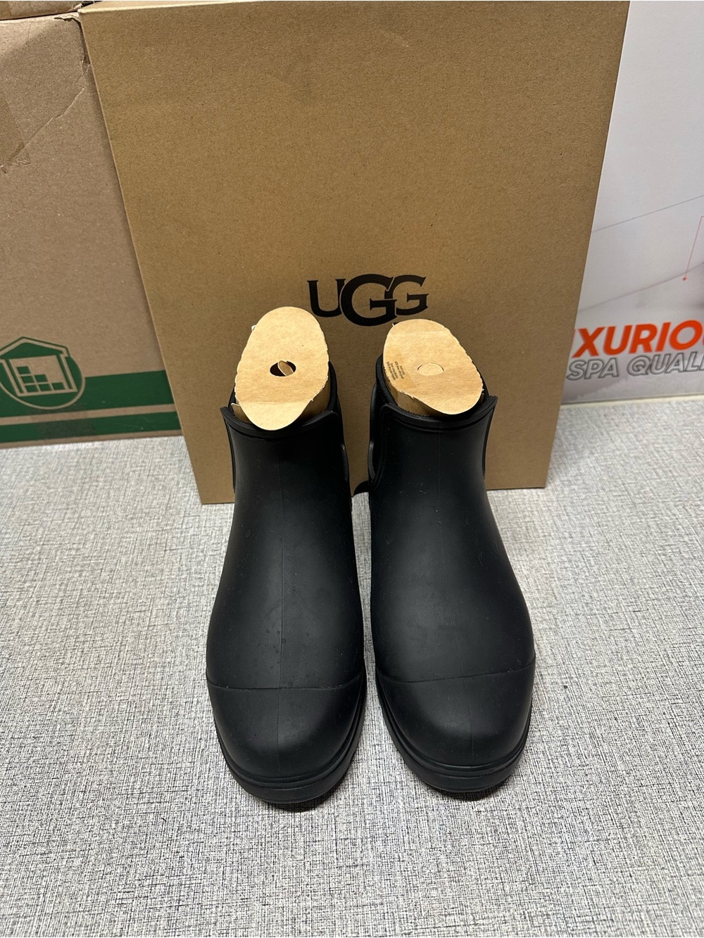 UGG Black Matte Waterproof Slip-On Rain Ankle Boots